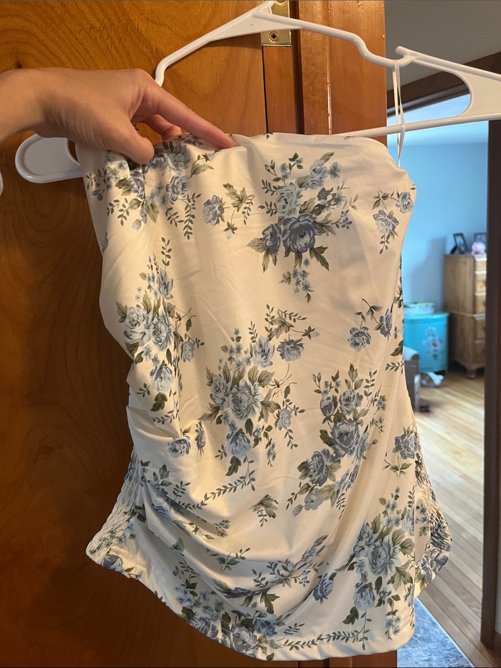 Cider White Strapless Smocked Bustier Top